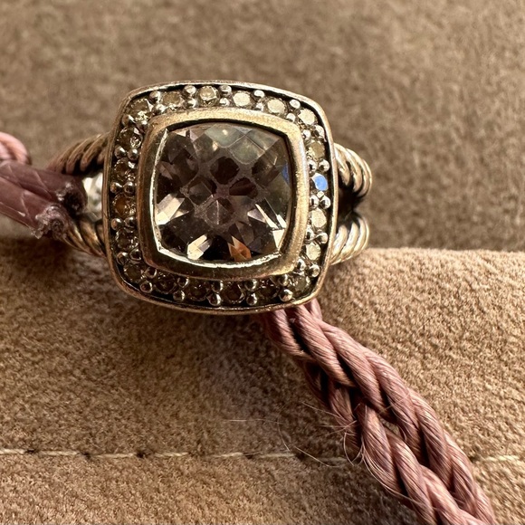 David Yurman Petite Albion Morganite & Diamond Ring, Size 6 - Picture 7 of 12